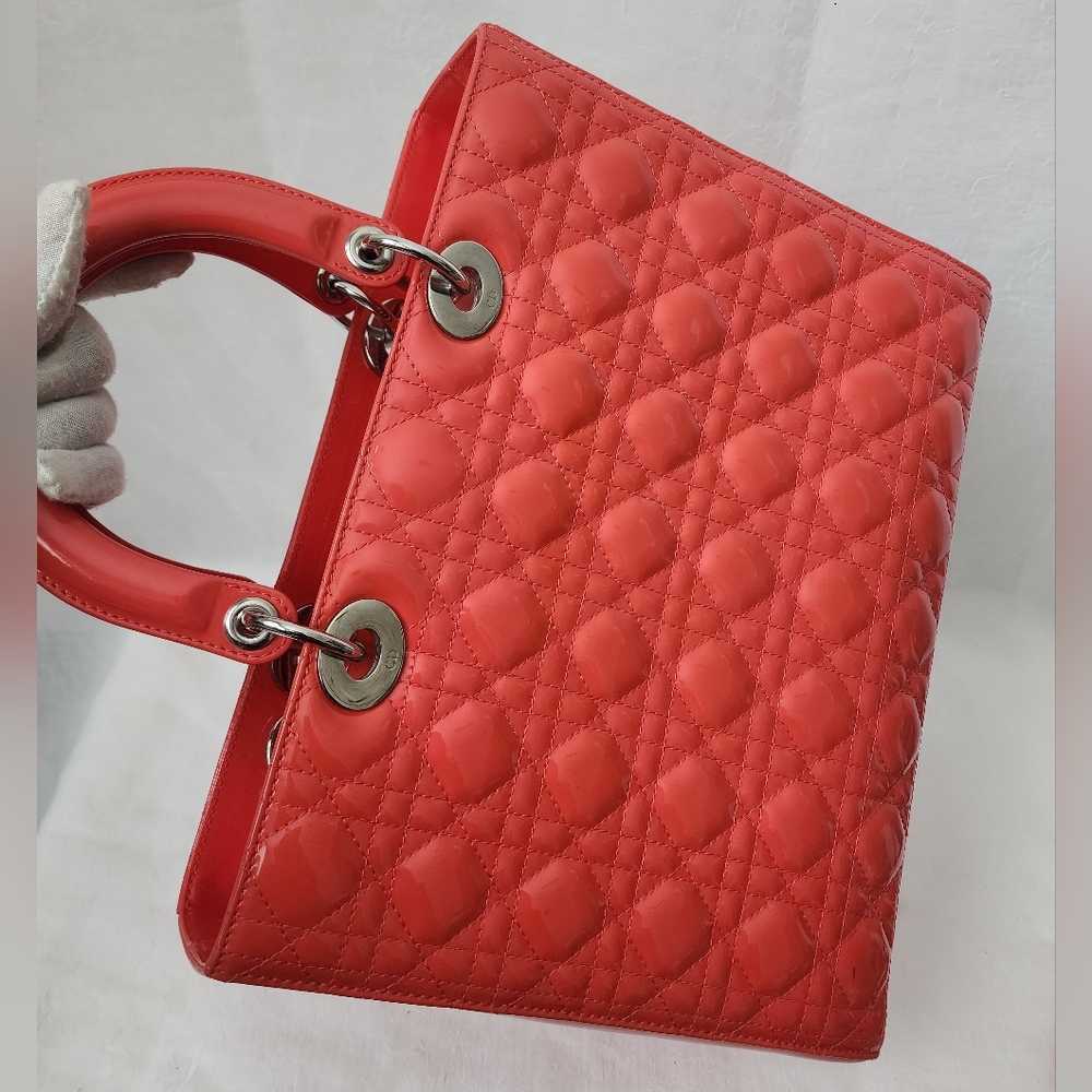 Auth DIOR LADY DIOR Cannage Calfskin Large Tote Bag - Picture 7 of 14